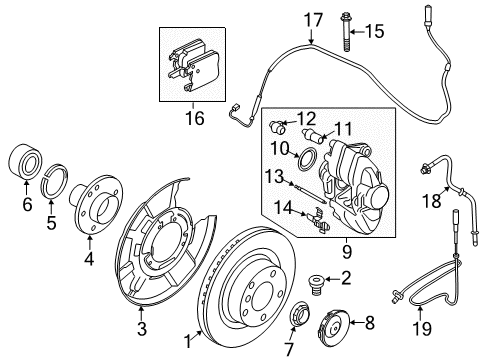 2015 BMW 428i xDrive Gran Coupe Brake Components Guide Pin Diagram for 34216857152