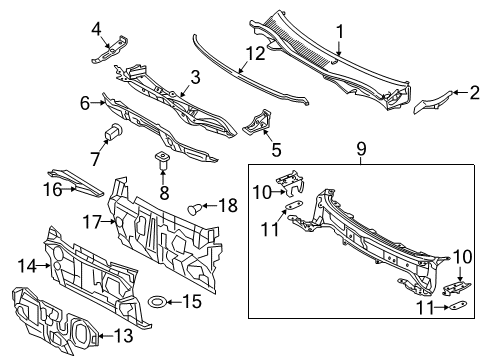 2016 Toyota Camry Cowl Dash Panel Diagram for 55101-06471