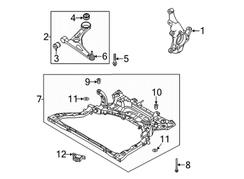 2021 Hyundai Elantra Front Suspension, Lower Control Arm, Stabilizer Bar, Suspension Components Bolt Diagram for 55117-AA100