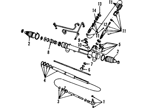 1985 Lincoln Continental P/S Pump & Hoses, Steering Gear & Linkage Shaft & Sector Diagram for EOAZ-3575-A