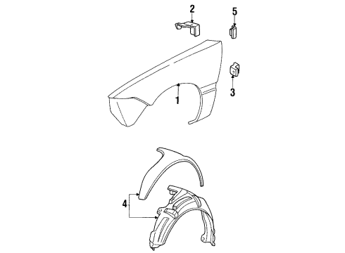 2000 Mercury Cougar Fender & Components Fender Bracket Diagram for F8RZ16094AA