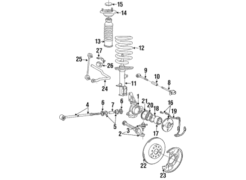 1992 Toyota MR2 Rear Suspension Components, Lower Control Arm, Stabilizer Bar Ball Joint Diagram for 43330-39345