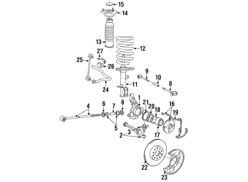 1992 Toyota MR2 Rear Suspension Components, Lower Control Arm, Stabilizer Bar Axle Carrier Diagram for 42305-17020