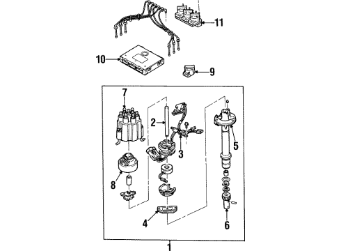 1997 Isuzu Rodeo Ignition System Distributor Assembly Diagram for 8-97107-852-0