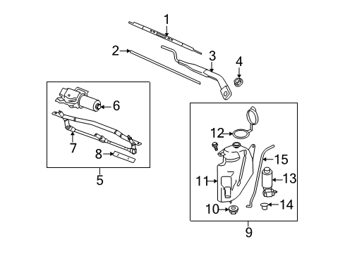 2006 Pontiac Torrent Windshield - Wiper & Washer Components Washer Reservoir Diagram for 22697207