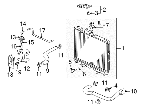 2005 Honda Insight Radiator & Components Tube, Reserve Tank Diagram for 19104-PHM-000