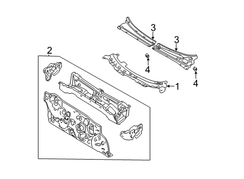 2004 Ford Escape Cowl Dash Panel Diagram for YL8Z-7801610-AA