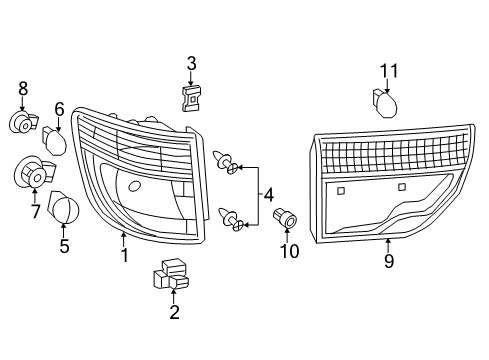 2011 Dodge Durango Bulbs Pin-Push Diagram for 6509607AA