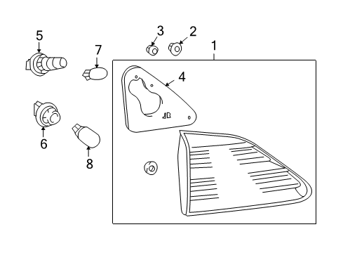 2010 Lexus RX450h Bulbs Lens And Body, Rear Lamp, LH Diagram for 81591-48120