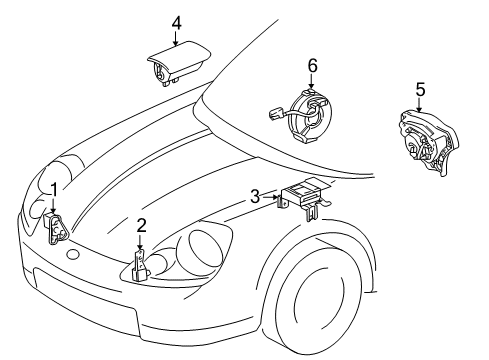2004 Toyota MR2 Spyder Air Bag Components Sensor Assembly, Air Bag Diagram for 89170-17051