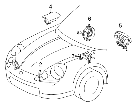 2004 Toyota MR2 Spyder Air Bag Components Front Sensor Diagram for 89174-19135