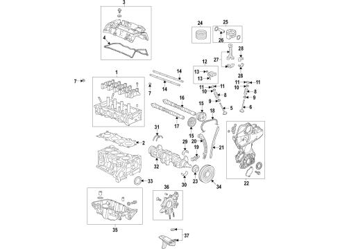 2021 Honda Insight Engine Parts, Mounts, Cylinder Head & Valves, Camshaft & Timing, Oil Pan, Oil Pump, Crankshaft & Bearings, Pistons, Rings & Bearings, Variable Valve Timing Mounting, Transmission Diagram for 50850-TXM-A02