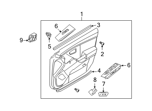 2008 Hyundai Azera Interior Trim - Front Door Power Window Main Switch Assembly Diagram for 93570-3L511-J9