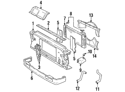 1991 GMC S15 Jimmy Radiator & Components, Radiator Support Reservoir, Coolant Recovery Diagram for 12541305