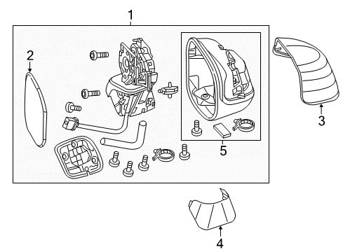 2014 Honda Civic Outside Mirrors Cover, R. Base Diagram for 76202-TR0-A01