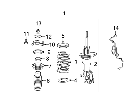 2007 Acura MDX Struts & Components - Front Shock Absorber Assembly, Right Front Diagram for 51601-STX-A54