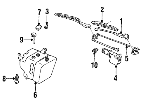 1996 Oldsmobile 88 Wiper & Washer Components Container, Windshield Washer Solvent Diagram for 12463040