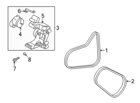 2021 Hyundai Santa Fe Belts & Pulleys TENSIONER Assembly Diagram for 252802S501