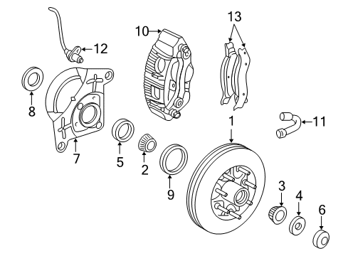 2002 Ford Expedition Front Brakes Front Hub Diagram for 6L1Z-1104-D
