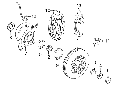 1999 Ford Expedition Front Brakes Wheel Bolt Diagram for F65Z-1107-DD