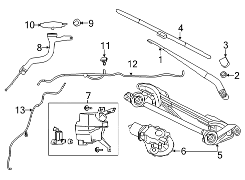 2019 Nissan Leaf Wiper & Washer Components Rear Window Wiper Arm Assembly Diagram for 28780-5SA0A