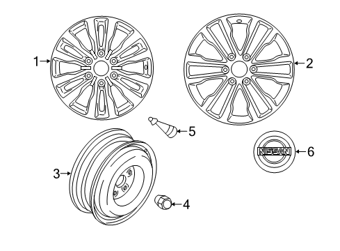 2019 Nissan Armada Wheels, Covers & Trim Road Wheel Nut Diagram for 40224-1LA3A