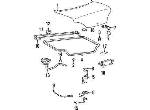 1997 Hyundai Elantra Trunk Lid Cable Assembly-Trunk Lid Release Diagram for 81280-29001
