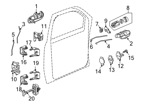 2006 Saab 9-7x Front Door Handle, Outside Diagram for 19120088