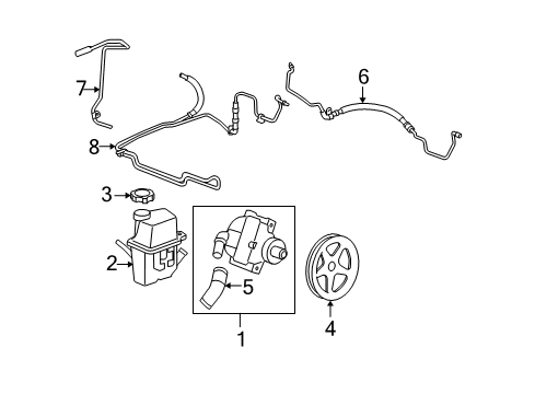 2006 Chevrolet Monte Carlo P/S Pump & Hoses, Steering Gear & Linkage Pressure Hose Diagram for 15291019