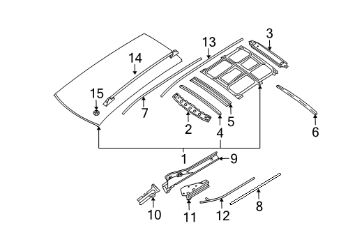 2006 Nissan Quest Roof & Components, Luggage Carrier, Exterior Trim WEATHERSTRIP-Roof Drip RH Diagram for 76842-5Z002