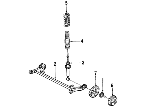 1988 Ford Festiva Rear Brakes Brake Drum Diagram for YS6Z-1V126-AA
