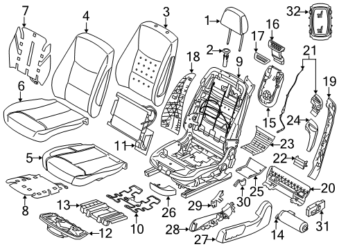 2017 BMW 430i Passenger Seat Components Upholstered.Section., Basicseat, Imit.Leath., Right Diagram for 52107388780