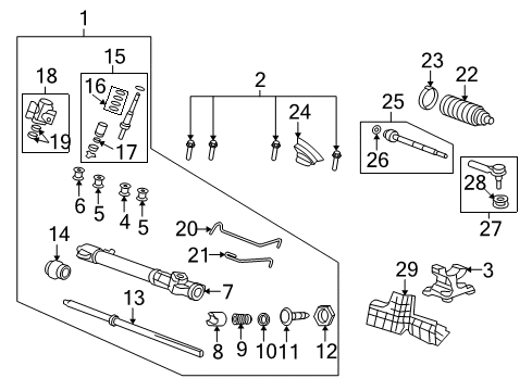 2009 Honda CR-V Steering Column & Wheel, Steering Gear & Linkage End Set, Rack Diagram for 53010-SXS-A02