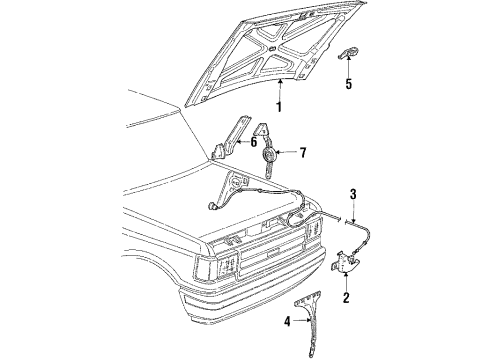 1990 Ford Bronco Hood & Components Lock Diagram for E7TZ-16700-A