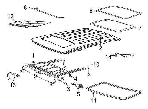 2004 Chevrolet Blazer Sunroof Switch, Sun Roof Opening Position Diagram for 12459096