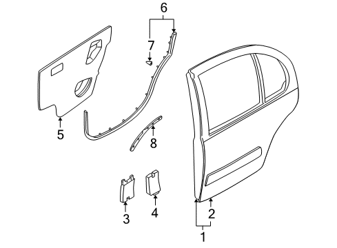 2000 Nissan Maxima Rear Door Weatherstrip-Rear Door, LH Diagram for 82831-2Y010