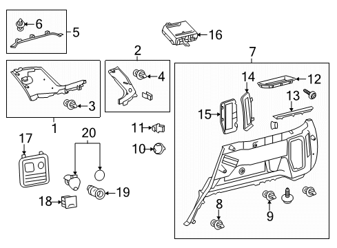 2018 Toyota 4Runner Interior Trim - Quarter Panels Lower Quarter Trim Diagram for 64730-35130-C0