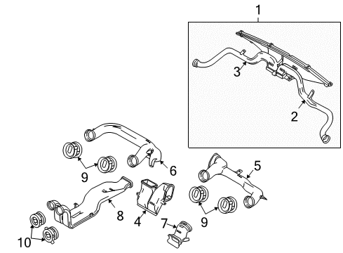 2014 Ford F-150 Ducts Rear Duct Diagram for 9L3Z-19D633-A