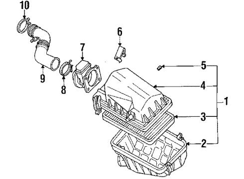 1990 Nissan Axxess Filters Mass Air Flow Sensor Diagram for 22680-40F00