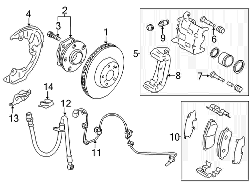 2022 Toyota GR86 Front Brakes Pin Diagram for SU003-05830