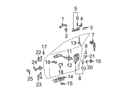 2004 Lexus ES330 Front Door - Lock & Hardware Plug, Door Inside Handle Bezel Diagram for 69283-33020-C0