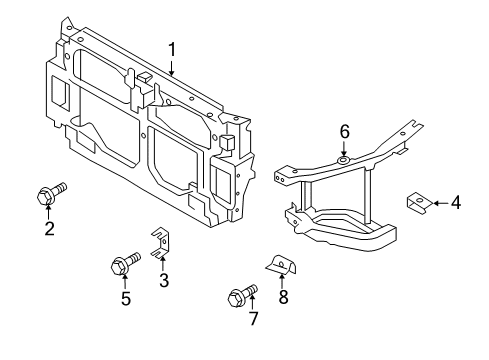 2007 Infiniti M45 Radiator Support Support Assembly - Radiator Core Diagram for 62520-EG00A