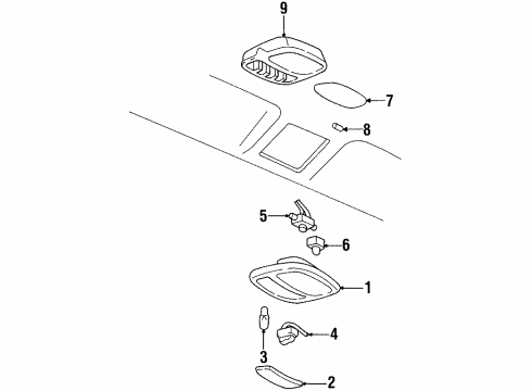 1995 Oldsmobile Aurora Sunroof PUSHBUTTON, Courtesy/Dome/Reading Lamp Diagram for 12537874