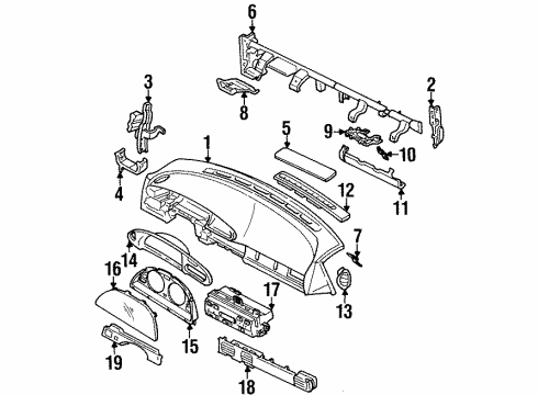 1995 Nissan Altima Instrument Panel Control Assembly-Auto Air COND. Diagram for 28525-1E505