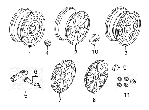 2016 Ford Transit Connect Wheels Wheel Nut Diagram for DT1Z-1012-A