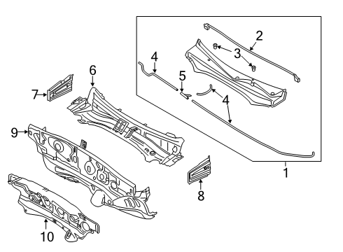 2022 Hyundai Palisade Cowl Panel Complete-Dash Diagram for 64300-S8000