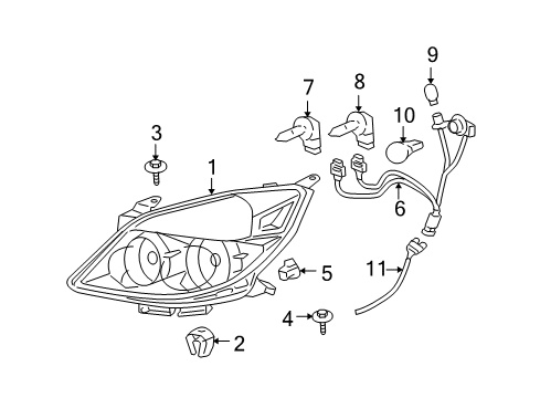 2007 Saturn Aura Headlamps Socket & Wire Diagram for 15278916
