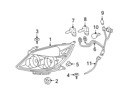 2007 Saturn Aura Headlamps Composite Headlamp Diagram for 25854633