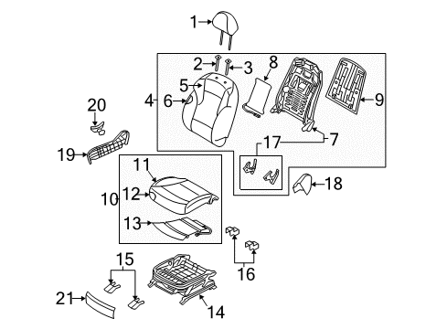 2015 Hyundai Sonata Passenger Seat Components Cushion Assembly-Front Seat, Passenger Diagram for 88201-4R111-RAY