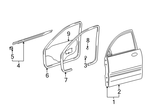 2001 Kia Optima Front Door Clip-Hood Seal Strip Mounting Diagram for 86438-34000